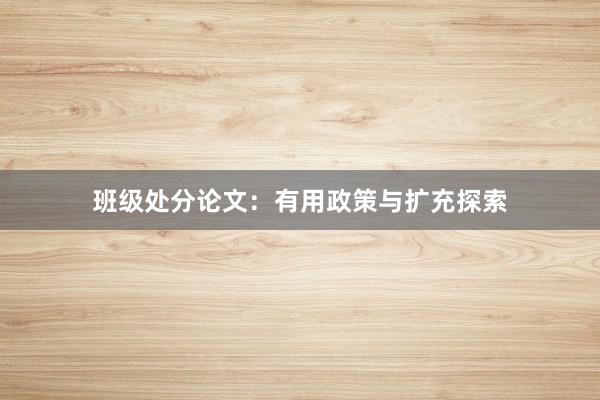 班级处分论文：有用政策与扩充探索